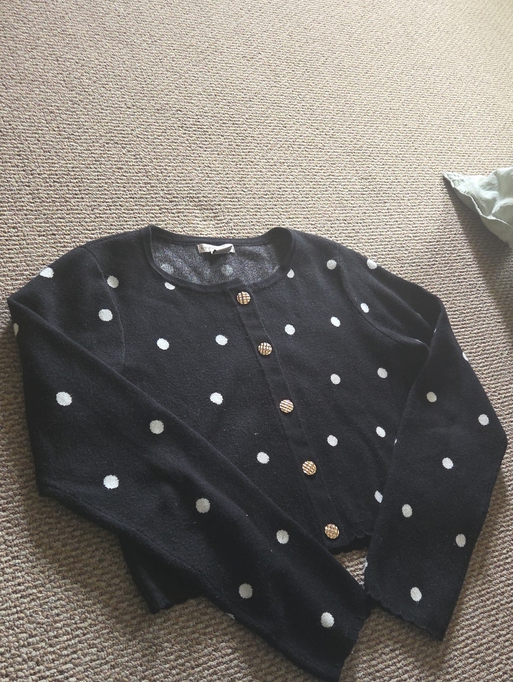 Black Polka Dot Cropped Sweater Cardigan